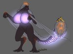 anthro armor big_breasts black_body breasts claws duo feet female fiery_tail glowing glowing_breasts huge_breasts male muscular talons teeth toes wide_hips wings medicinal_succ capcom monster_hunter scale_knight_(medicinalsucc) bazelgeuse flying_wyvern seething_bazelgeuse absurd_res hi_res