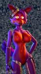 anthro big_breasts breasts crown female hair headgear looking_at_viewer machine midriff navel nipples nude pose simple_background smile solo standing doctor_artemis five_nights_at_freddy's scottgames fan_character animatronic canid canine fox mammal robot 3d_(artwork) 9:16 digital_media_(artwork) hi_res source_filmmaker_(artwork)