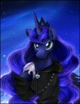 absurd_res blue_eyes blue_fur blue_hair equine feathers female feral friendship_is_magic fur hair hi_res horn horseshoe leather_jacket long_hair looking_at_viewer mammal mane my_little_pony night pridark princess_luna_(mlp) shaded sky solo stars tiara winged_unicorn wings
Rating: Safe
Score: 14
User: Jatix
Date: March 30, 2014