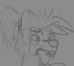 ahegao ambiguous_gender anthro hair looking_pleasured open_mouth ponytail simple_background solo teeth tongue tongue_out runerude rune_(runerude) canid canine canis domestic_dog mammal 2024 digital_drawing_(artwork) digital_media_(artwork) guide_lines monochrome sketch