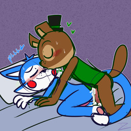 after_anal after_sex aftercare anthro bed bodily_fluids cum cum_in_ass cum_inside duo eyes_closed furniture genital_fluids kissing_cheek leaking_cum lying lying_on_bed male male/male on_bed on_front purring zurzure fazbear_fanverse five_nights_at_candy's five_nights_at_freddy's popgoes scottgames candy_(fnac) candy_the_cat popgoes_the_weasel domestic_cat felid feline felis mammal mustelid musteline true_musteline weasel