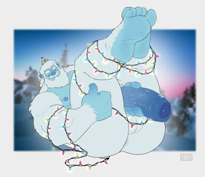 5_toes anthro balls barazoku bdsm beard biceps big_butt big_penis blue_body blue_skin bondage bound butt christmas_decorations christmas_lights facial_hair feet foreskin fur genitals gesture glistening glistening_genitalia glistening_penis hand_gesture hand_on_penis holidays huge_penis humanoid_feet humanoid_genitalia humanoid_penis male muscular muscular_anthro muscular_male muscular_sub mustache nipples pecs penis plantigrade soles solo string_light_bondage string_lights submissive thick_penis thick_thighs thumbs_up toes white_body white_fur flufflecraft christmas yeti 2021 hi_res