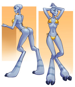 3_fingers arms_bent back-tie_bikini back-tie_clothing back-tie_swimwear bare_shoulders barefoot bedroom_eyes belly bent_arm bent_legs big_breasts big_claws big_feet bikini biped black_claws black_eyebrows black_sclera blue_eyes blue_markings blue_stripes breasts butt claw_toes claws closed_smile clothed clothed_female clothed_humanoid clothing curved_eyebrows curvy_figure digitigrade elderly elderly_female elderly_humanoid eyebrows feet female fingers front_view geometric_background glistening glistening_back glistening_belly glistening_bikini glistening_body glistening_butt glistening_claws glistening_clothing glistening_eyes glistening_feet glistening_fingers glistening_shoulders glistening_skin glistening_swimwear grey_body grey_breasts grey_skin hand_above_head hand_behind_head head_markings head_turned iris leaning leaning_backward light_body light_skin long_legs looking_at_viewer looking_back looking_back_at_viewer markings mature_female mature_humanoid mouth_closed multiple_poses narrowed_eyes navel not_furry pose pupils seductive side-tie_bikini side-tie_clothing side-tie_swimwear simple_background smile smiling_at_viewer solo standing string_bikini striped_body striped_feet stripes swimwear teeth thick_thighs three-quarter_view two-piece_swimsuit yellow_background yellow_bikini yellow_clothing yellow_swimwear anonymous_artist disney lilo_and_stitch grand_councilwoman alien alien_humanoid humanoid 2026 absurd_res digital_drawing_(artwork) digital_media_(artwork) hi_res signature