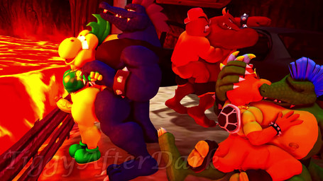 anal anal_penetration anthro arm_grab arm_pull backwards_baseball_cap backwards_hat balls baseball_cap bedroom_eyes big_dom_small_sub blue_body blue_scales boots bottomless bottomless_anthro bottomless_male bouncing_butt bracelet bubble_butt butt carrying_another clothed clothing dominant erection eyes_closed footwear from_behind_position from_front_position genitals green_body green_scales group group_sex hand_on_pecs hat headgear headwear humanoid_genitalia humanoid_penis interspecies jewelry kissing lava male male/male male_penetrated male_penetrating male_penetrating_male mastery_position mohawk muscular narrowed_eyes nipple_piercing nipples non-mammal_nipples orgy parallel_sex penetration penis perching_position piercing piggyback prison_guard_position red_body red_scales rockstar scales seductive sex shell shirt shoes sitting sitting_on_ground size_difference small_dom_big_sub spiked_bracelet spikes standing standing_sex tank_top topwear turtle_shell vein veiny_penis tigura donkey_kong_(series) mario_bros nintendo crocodile crocodilian goomba hammer_bro koopa koopa_troopa kremling kritter_(kremling) reptile scalie turtle 16:9 2023 3d_(artwork) 3d_animation animated digital_media_(artwork) hi_res high_framerate no_sound short_playtime source_filmmaker_(artwork) webm widescreen