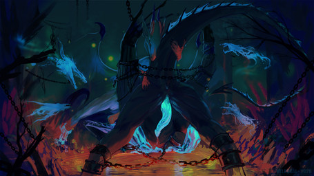 animal_genitalia anus arms_tied ass_up blue_penis bodily_fluids bound butt chain claws disembodied_hand disembodied_head dripping duo erection female feral genital_fluids genital_slit genitals ghost_hand glowing glowing_genitalia glowing_penis legs_tied long_tail male male/female membrane_(anatomy) membranous_wings non-mammal_vulva penis precum precum_drip presenting presenting_anus presenting_hindquarters presenting_penis raised_tail rear_view snout spade_tail tail translucent_head vulva wing_claws wings wings_tied velannal european_mythology mythology siela_(velannal) dragon mythological_creature mythological_scalie scalie western_dragon 16:9 2026 watermark widescreen