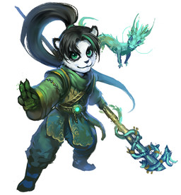 accessory anthro belt_buckle black_hair black_nose boots bottomwear buckle clothed clothing duo female feral flying footwear fully_clothed green_body green_bottomwear green_clothing green_eyes green_pants green_scales green_scarf green_shirt green_topwear hair hair_accessory hair_ring highlights_(coloring) holding_object holding_weapon looking_at_viewer magic_user pants ponytail pose scales scarf shirt shoes simple_background smile smiling_at_viewer staff topwear weapon white_background young young_anthro young_female dopq blizzard_entertainment mythology warcraft li_li_stormstout bear dragon mammal mythological_creature mythological_scalie pandaren scalie 2015 colored digital_drawing_(artwork) digital_media_(artwork)