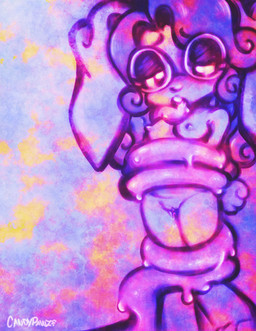 anthro breasts chibi eyewear female genitals glasses oral oral_penetration penetration restrained restrained_by_tentacles solo tentacle_in_mouth tentacle_penetration tentacles vulva candypawz eleanoir_(ezrabakeoven) domestic_rabbit goo_creature lagomorph leporid lop_rabbit mammal oryctolagus rabbit absurd_res hi_res restricted_palette