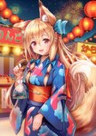 asian_clothing blonde_hair brown_eyes clothed clothing east_asian_clothing female feral fireworks hair japanese_clothing kimono night obi open_mouth outside sky sakura_ani animal_humanoid canid canid_humanoid canine canine_humanoid fish fox_humanoid humanoid mammal mammal_humanoid marine 2021