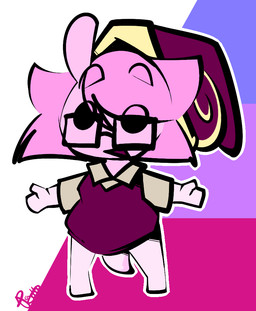 anthro barefoot black_eyes bottomless clothed clothing eyewear feet glasses hair male open_mouth pink_body pink_hair pink_skin shell_hat shirt short solo standing tail topwear thefablednekos spiral_stream_derby jerry_capshell gastropod mollusk snail