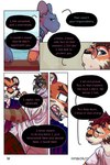 2:3 angry bastriw blue_eyes clothing comic dialogue domestic_cat english_text eye_scar eyewear facial_scar fangs felid feline felis glasses hi_res male mammal martin_(bastriw) pantherine pato_(bastriw) purple_eyes scar suit teeth text tiger url