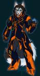 anthro clothing costume fur hair holidays male multicolored_body multicolored_fur simple_background solo frostwyrm102 digital_extremes tencent warframe frost_(warframe) alien domestic_cat felid feline felis mammal tenno 2016 hi_res mixed_media