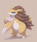 blue_eyes brown_background claws female feral nude pose simple_background solo wide_hipped_female wide_hipped_feral wide_hips kajinchu nintendo pokemon sabari generation_1_pokemon pokemon_(species) sandslash hi_res