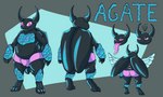 anthro aquamarine_(gem) belly bulge clothing crystal horn long_tongue male navel overweight overweight_male pincers purple_eyes slightly_chubby slightly_chubby_male solo tongue tongue_out underwear wings impishhyena arthropod beetle insect hi_res model_sheet