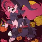 anthro anthrofied blue_eyes broom butt cleaning_tool clothing dock_(anatomy) female fur hair holidays legwear long_hair looking_at_viewer magic_user multicolored_hair panties pink_body pink_fur pink_hair simple_background smile solo tail thigh_highs two_tone_hair underwear witch umeguru friendship_is_magic halloween hasbro my_little_pony pinkie_pie_(mlp) earth_pony equid equine horse mammal pony 1:1 2015