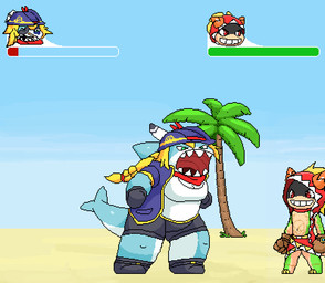 anthro anthro_pred anthro_prey belly_slap blush breasts burping digestion dominant_pred duo fatal_vore female female_pred gameplay_mechanics growth gui head_first healing health_bar holding_belly kneading male male/female male_prey obese overweight pirate slap smug smug_pred squeezing_belly struggling struggling_prey stuck_in_throat swallowing tail tattooification teeth thick_tail unwilling_prey vore weight_gain anzeray tribal_hunter captain_killsha munch_(tribal_hunter) aquatic fish lizard reptile scalie shark animated digital_media_(artwork) pixel_(artwork)