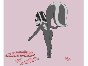 anthro ballerina ballet butt dancing feet female nude presenting presenting_hindquarters solo illustr8er91 felicia_muskellini mammal mephitid mustelid musteline skunk
