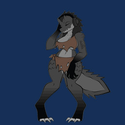 2_horns 3_claws alternate_color anthro arms_bent big_breasts biped black_body bottomwear breasts brown_bottomwear brown_clothing brown_topwear claws cloth clothed clothed_anthro clothed_female clothing collarbone dancing digitigrade electronics eyelashes eyes_closed female female_anthro fingers grey_body grey_mane grey_tail headphones horn loincloth mane mouth_closed multicolored_body navel non-mammal_breasts non-mammal_navel simple_background solo standing tail tail_motion tailwag text toe_claws topwear torn_clothing transparent_background wide_hips limehazard capcom monster_hunter fan_character fanged_wyvern tobi-kadachi 1:1 2026 2d_animation alpha_channel animated artist_name digital_media_(artwork) flat_colors full-length_portrait loop motion_tweening portrait