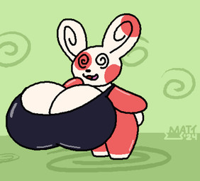 anthro big_breasts bouncing_breasts breasts clothing female huge_breasts hyper hyper_breasts multicolored_body open_mouth shirt solo spiral spiral_eyes topwear two_tone_body mattthetooncat nintendo pokemon generation_3_pokemon pokemon_(species) spinda 2024 animated hi_res loop