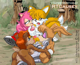 2_tails all_on_one anthro ball_fondling ball_lick ball_suck balls big_eyes bisexual bodily_fluids brown_body brown_fur clothing collaborative collaborative_fellatio collaborative_oral collaborative_sex cum dipstick_tail erection eyes_closed fellatio female female/female fondling footwear foursome fur gangbang genital_fluids genitals group group_sex handjob licking male male/female markings multi_tail open_mouth oral penile penis pink_body precum reverse_gangbang scut_tail sex shoes short_tail sucking tail tail_markings tongue tongue_out toony kandlin archie_comics sega sonic_the_hedgehog_(archie) sonic_the_hedgehog_(comics) sonic_the_hedgehog_(series) amy_rose bunnie_rabbot miles_prower sally_acorn canid canine chipmunk eulipotyphlan fox ground_squirrel hedgehog lagomorph leporid mammal rabbit rodent sciurid