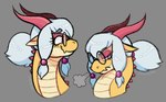 angry breathing eyewear female glasses grey_background happy looking_at_viewer scales simple_background solo dariberri mythology super_lesbian_animal_rpg zinnia dragon mythological_creature mythological_scalie scalie 2023 headshot_portrait portrait trans_(lore) trans_woman_(lore)