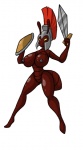 anthro armor arthropod_abdomen breasts female headgear helmet melee_weapon nipples non-mammal_breasts non-mammal_nipples nude shield simple_background solo sword warrior weapon white_background lordstevie ant army_ant arthropod hymenopteran insect myrmedion