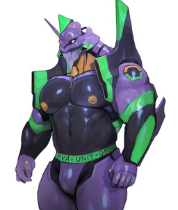 abs anthro barazoku crossgender cybernetics ftm_crossgender machine male mecha muscular muscular_anthro muscular_male nipples not_furry pecs serratus simple_background solo dry_skeleton neon_genesis_evangelion eva_unit_01 cyborg evangelion_(cyborg) humanoid robot hi_res