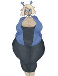 anthro big_breasts breasts cleavage clothed clothing female freckles horn huge_breasts looking_at_viewer mature_female slightly_chubby solo thick_thighs wide_hips gikowinko deltarune undertale_(series) carol_holiday deer mammal new_world_deer reindeer hi_res