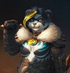 anthro blind disability ear_piercing eye_scar facial_piercing facial_scar female nose_piercing piercing scar septum_piercing simple_background solo shadoca blizzard_entertainment warcraft chichu_littlepaw bear mammal pandaren hi_res