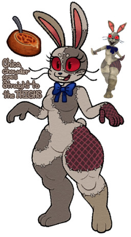 5_fingers all_fours anthro biped black_nose blue_bow bow_tie bowl breasts buckteeth chowder_(food) container cutlery eyelashes featureless_breasts featureless_crotch feet female fingers food grey_body hindpaw kitchen_utensils looking_forward medium_breasts multicolored_body open_mouth paws rabbit_ears red_eyes scut_tail seam_(sewing) short_tail simple_background solo spoon standing stitch_(sewing) tail teeth text thick_thighs tongue tools two_tone_body whiskers white_background white_body wide_hips nanocorpx five_nights_at_freddy's five_nights_at_freddy's:_security_breach scottgames steel_wool_studios vanny_(fnaf) lagomorph leporid mammal patchwork_creature rabbit 2025 digital_media_(artwork) english_description english_text full-length_portrait hi_res portrait reference_image