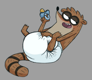 3_toes 4_fingers ageplay anthro bedroom_eyes black_nose brown_body brown_fur clean_diaper clothed clothing diaper feet fingers fur holding_pacifier infantilism legs_up lying male markings narrowed_eyes on_back open_mouth pacifier roleplay seductive simple_background solo striped_markings striped_tail stripes tail tail_markings teeth toes tongue touching_diaper wearing_diaper white_diaper tenerius cartoon_network regular_show rigby_(regular_show) mammal procyonid raccoon 2020 hi_res