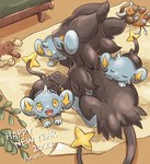 ambiguous_gender black_body black_fur eyes_closed feral fur group open_mouth open_smile plushie quadruped smile tail text young young_feral koike_09 nintendo pokemon buneary felid generation_1_pokemon generation_4_pokemon luxray mammal pokemon_(species) shinx tauros 2022 english_text