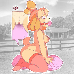 anthro ball_gag bdsm blush bodily_fluids bondage bound breasts clitoris clothing cowgirl_position farm female footwear from_front_position fur gag gagged genitals grinding hair legwear long_socks masturbation mind_break mindfuck nipples nude on_bottom on_top pillow pillow_humping restraints saliva saliva_string sex solo spreading stockings submissive thigh_highs vulva yellow_body yellow_fur zoom sharalythesheep animal_crossing nintendo isabelle_(animal_crossing) canid canine canis domestic_dog mammal invalid_tag absurd_res digital_media_(artwork) hi_res