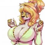 1:1 anthro big_breasts breasts cheetah cleavage clothed clothing felid feline female mammal pinkkoffin solo