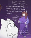 2022 5_fingers alternate_species anthro bovid brown_hair caprine clothed clothing dialogue digital_media_(artwork) duo english_text female fingers frisk_(undertale) fur goat hair long_ears mammal robertge text toriel undertale undertale_(series) white_body white_fur