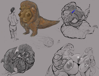 anthro anthro_penetrated asymmetrical_breast_frottage belly big_belly big_breasts big_tail breast_grab breast_squish breasts breasts_frottage brown_body claws duo female female/female female_anthro female_penetrated from_front_position hand_on_breast happy happy_sex head_between_breasts huge_breasts human_on_anthro human_penetrating human_penetrating_anthro impregnation interspecies interspecies_pregnancy larger_anthro larger_female long_claws lying male male/female male_human male_penetrating male_penetrating_anthro male_penetrating_female missionary_position nude nude_female on_back overweight overweight_anthro overweight_female penetration pregnant pregnant_anthro pregnant_female sex size_difference smaller_male smile squish tail thick_tail doctordj human mammal pangolin hi_res