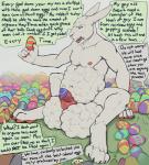 abdominal_bulge anal_storage annoyed anthro balls belly_overhang big_balls blue_eyes bodily_fluids cavity_storage dialogue egg egg_from_urethra erection forced forced_orgasm fur genital_fluids genitals grey_body grey_fur holidays huge_balls inside_balls male nipples nude offscreen_character open_mouth orgasm oviposition paws pecs penetration penis precum profanity simple_background solo speech_bubble stated_homosexuality stated_sexuality teeth testicle_storage text urethral urethral_bulge urethral_penetration vein veiny_penis white_body white_fur koorivlf easter lagomorph leporid mammal rabbit 2018 digital_media_(artwork) english_text hi_res