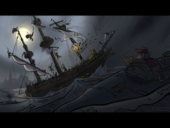 4_toes anthro banana barefoot barrel brown_body brown_fur cape clothing cloud crown detailed_background feet fire flag food fruit fur group hat headgear headwear island large_group male melee_weapon moon necktie pirate plant rope sea ship soles star sword toes vehicle water watercraft weapon jon_magram donkey_kong_(series) nintendo diddy_kong donkey_kong_(character) king_k._rool ape crocodilian haplorhine kremling mammal monkey primate reptile scalie 4:3 absurd_res hi_res signature