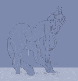 anthro areola bathing belly bent_over big_areola big_breasts big_butt big_nipples breasts butt curvy_figure elderly female hair huge_butt long_hair nipples overweight overweight_female sagging_breasts solo thick_thighs voluptuous washcloth kittykuscell microsoft the_elder_scrolls gavrila_(kittykuscell) felid khajiit mammal sketch