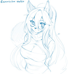 anthro clothing ear_tuft eyewear female glasses looking_at_viewer smile solo text tuft sollyz canid canine fox mammal 1:1 2017 blue_and_white digital_drawing_(artwork) digital_media_(artwork) english_text hi_res monochrome signature sketch