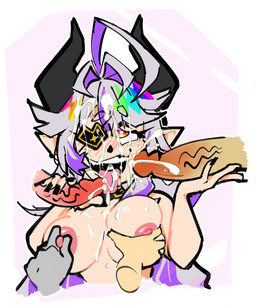 ahegao areola big_areola big_breasts big_nipples big_penis bodily_fluids breasts cum cum_in_mouth cum_inside cum_on_breasts cum_on_face erection eye_patch eyewear female gangbang genital_fluids genitals grey_hair group group_sex hair horn huge_penis human_on_humanoid humanoid_pointy_ears interspecies looking_pleasured male male/female nipples not_furry nude open_mouth open_smile orange_eyes penis pointy_ears sex simple_background smile tongue tongue_out glitchslime horned_humanoid human humanoid mammal 2025