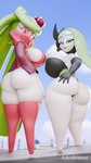 big_breasts big_butt breasts butt duo female female/female gynomorph intersex looking_at_viewer not_furry plant rear_view thick_thighs cybrokrimson coel3d_(modeler) nintendo pokemon elemental_creature elemental_humanoid flora_fauna generation_5_pokemon generation_7_pokemon humanoid legendary_pokemon meloetta meloetta_(aria_form) plant_humanoid pokemon_(species) tsareena 2024 3d_(artwork) 9:16 digital_media_(artwork) hi_res