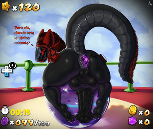4_toes anal anal_fluids anal_fluids_on_object anal_penetration angry animal_genitalia animal_penis anthro anus ball balls barcode big_balls big_butt big_penis big_tail black_balls black_body black_butt black_feet black_penis black_perineum bodily_fluids butt chest_tuft claws cloud coin cross-popping_vein curvy_figure detailed_anus detailed_background detailed_feet detailed_penis dragon_tail ears_up emblem equine_genitalia equine_penis erection feet femboy fluffy fluffy_tail foot_fetish genitals glistening glistening_anus glistening_balls glistening_body glistening_genitalia glistening_paw glistening_penis grey_anus hair hud logo long_hair looking_at_viewer machine male male/male male_penetrated medial_ring metal noise_filter number object_in_ass on_object penetration penile_spines penis perineum plantigrade pole puffy_anus purple_light raised_tail rear_view red_ears red_eyes red_floor red_hair rim_light saggy_balls scales scaly_tail screen screen_eyes screen_face screen_glow sky solo speech_bubble star tail tail_anus text thick_tail thick_thighs timer toe_claws toes translucent translucent_balloon tuft urethra vein veiny_penis visor wide_hips yellow_floor sam_nevadito_(artist) mario_bros mythology nintendo super_mario_galaxy draconplox_(protogen) dragon hybrid mythological_creature mythological_scalie protogen robot scalie 2025 absurd_res film_grain hi_res shaded signature spanish_text