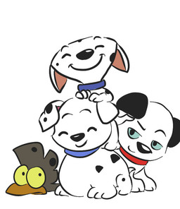 beak black_ears black_nose black_spots blue_collar blue_sclera brown_body brown_feathers collar feathers female feral fur group half-closed_eyes male narrowed_eyes orange_beak red_collar spots white_body white_fur yellow_sclera leniproduction 101_dalmatians 101_dalmatians:_the_series disney cadpig lucky_(101_dalmatians) rolly_(101_dalmatians) spot_(101_dalmatians) avian bird canid canine canis chicken dalmatian domestic_dog galliform mammal phasianid 2013