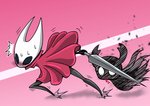 ambiguous_gender anime_nosebleed anthro blood blush bodily_fluids clothed clothing duo female kunai looking_up melee_weapon nosebleed shocked surprise sweat sword upskirt weapon ironhollow1213 hollow_knight team_cherry hornet_(hollow_knight) shade_(hollow_knight) void_(hollow_knight) arthropod insect shadow_creature featureless_(disambiguation) absurd_res hi_res