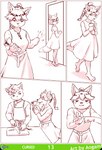absurd_res anthro aogami canid comic cooking door female hi_res male mammal monochrome penetrable_sex_toy pink_and_white sex_toy