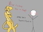 4:3 anthro blush covering covering_self dialogue duo felid feline female hand_bikini katia_managan khajiit mammal meme microsoft naysayingmongrel nude omg omg_hi! prequel_adventure sketch stick_figure the_elder_scrolls