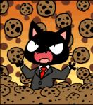 ambiguous_gender anthro cookie food laugh solo teeth samantha_whitten cookie_clicker the_gamercat gamercat_(character) domestic_cat felid feline felis mammal animated low_res short_playtime thumbnail