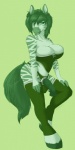 anthro big_breasts breasts clothing genitals green_hair gynomorph hair half-erect hooves intersex penis pose solo stripes tail ryunwoofie icyfoxy sarah_(icyfoxy) equid equine mammal zebra