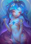 anthro areola blue_hair breasts female fur hair long_hair looking_at_viewer nipples nude solo tongue tongue_out white_body white_fur levaligress nemui. nemui_(nemui.) bear mammal ursine 2018 digital_media_(artwork)