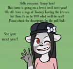 clothed clothing female greeting solo text fiona_(artist) penny_(natani) mammal procyonid raccoon 2017 english_text